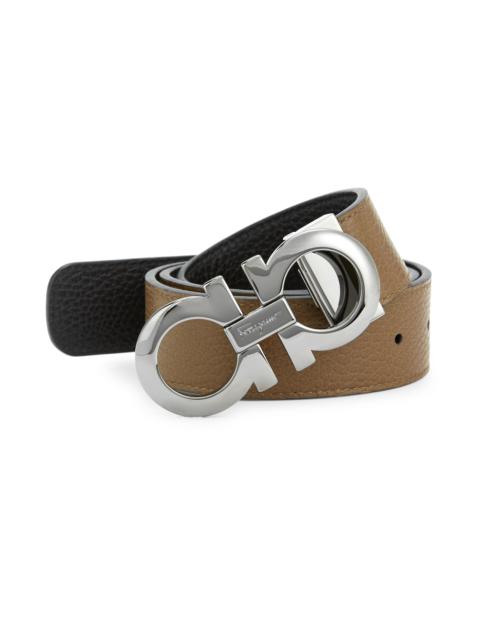FERRAGAMO Men's Adjustable Gancini Cut-to-Size Reversible Leather Belt - Brown Nero