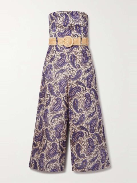 Zimmermann Devi strapless belted linen jumpsuit