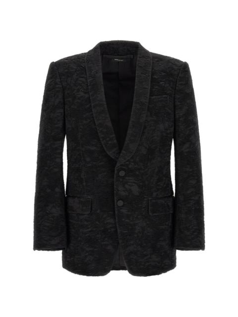 TOM FORD silk astracan plissé Colbert jacket