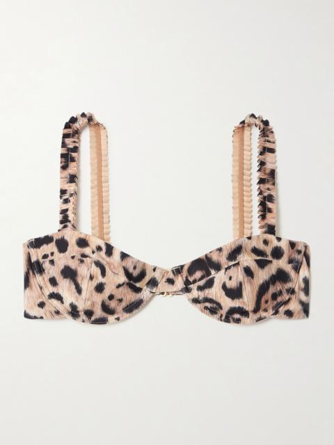 Agua by Agua Bendita Agraz ruffled leopard-print stretch recycled bikini top Leopard print