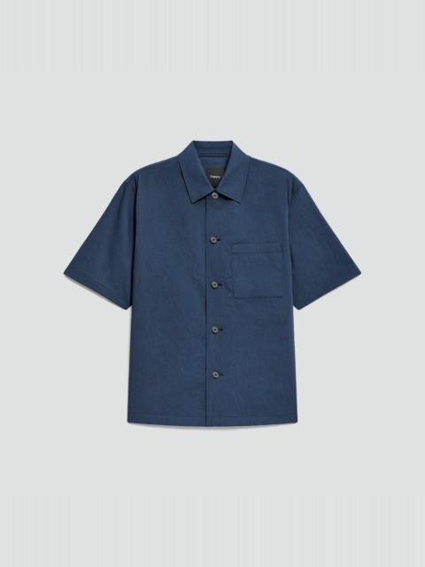 Theory Short-Sleeve Overshirt in Textured Nylon