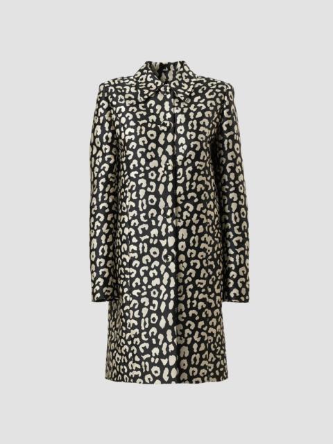 CAROLINA HERRERA Women's Leopard Spread-Collar Coat - Black Ivory