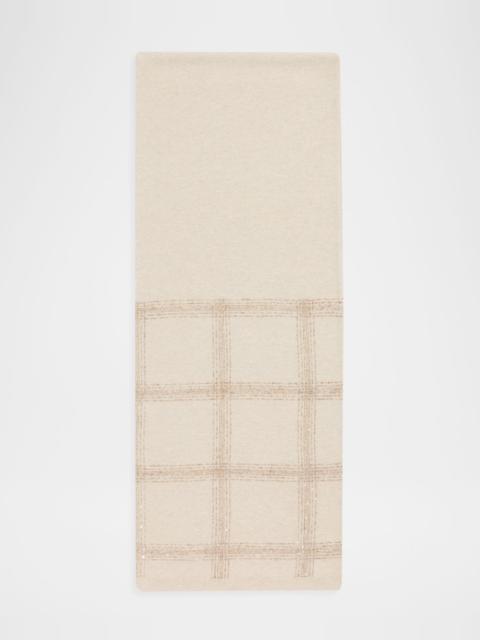 Brunello Cucinelli Sequined Check Wool Cashmere Scarf