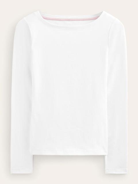 BODEN Essential Boat-Neck Jersey Top-White