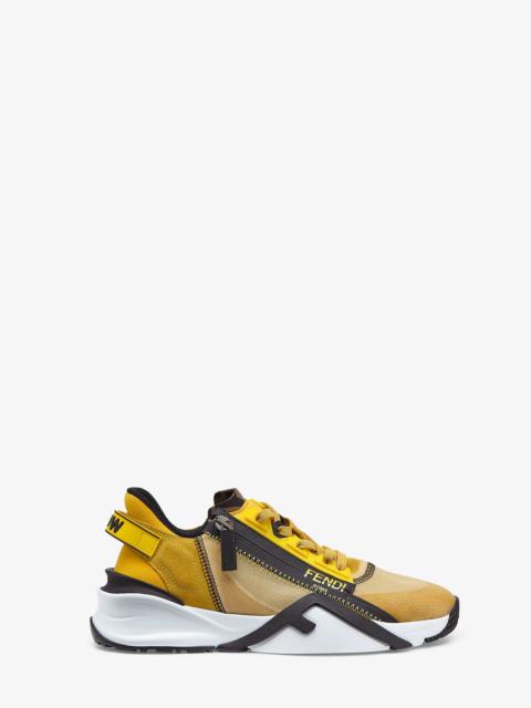 FENDI Low-tops in yellow nylon and suede