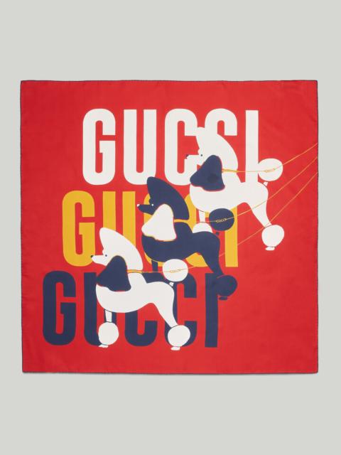 GUCCI Dog print silk twill carré