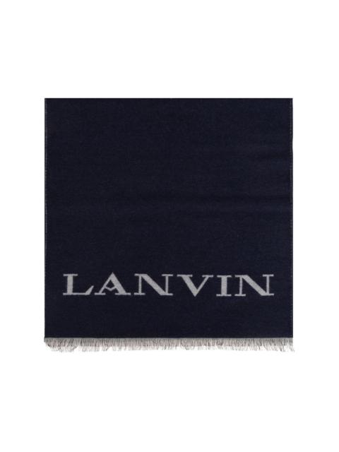 Lanvin logo-intarsia frayed scarf