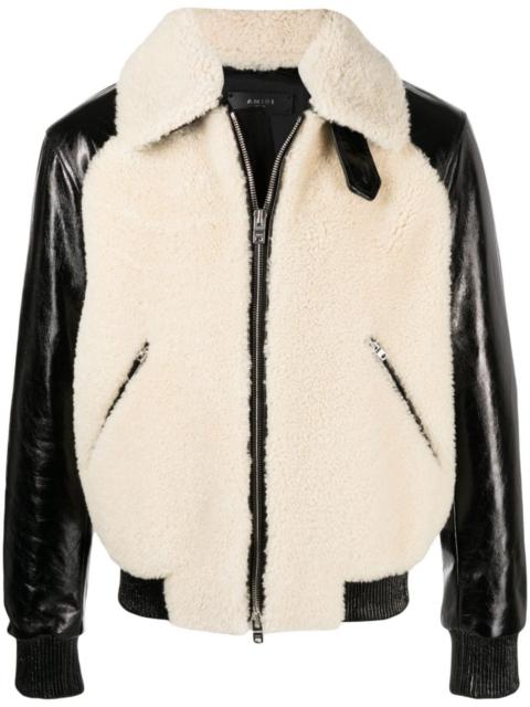 AMIRI shearling-panel leather jacket