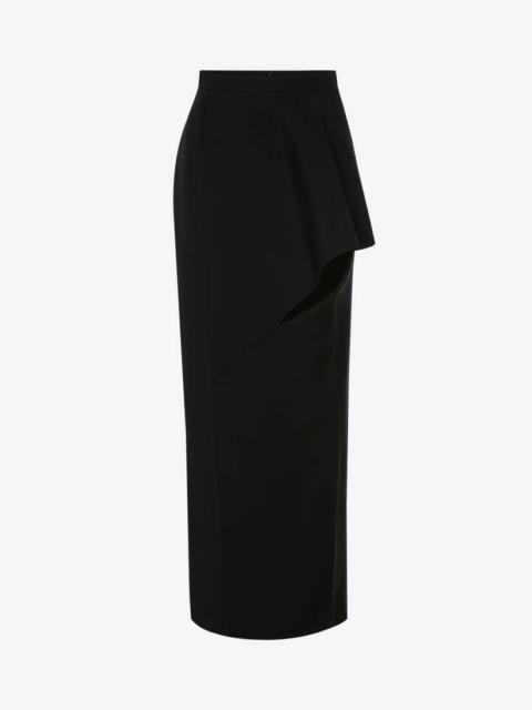 Women's Slashed Tailored Skirt in Black