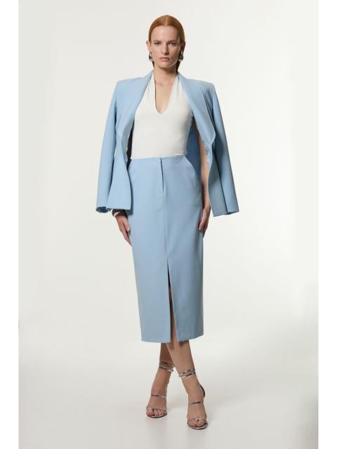 KAREN MILLEN Compact Stretch Stab Stitch Tailored Pencil Midi Skirt