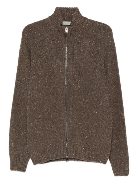 Canali zip-front speckled cardigan