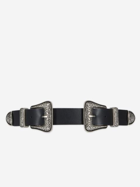 The Kooples WIDE BLACK LEATHER BELT
