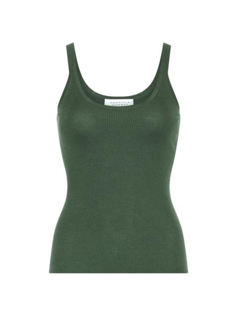 GABRIELA HEARST Cinxia Knit Tank Top in Olive Cashmere Silk