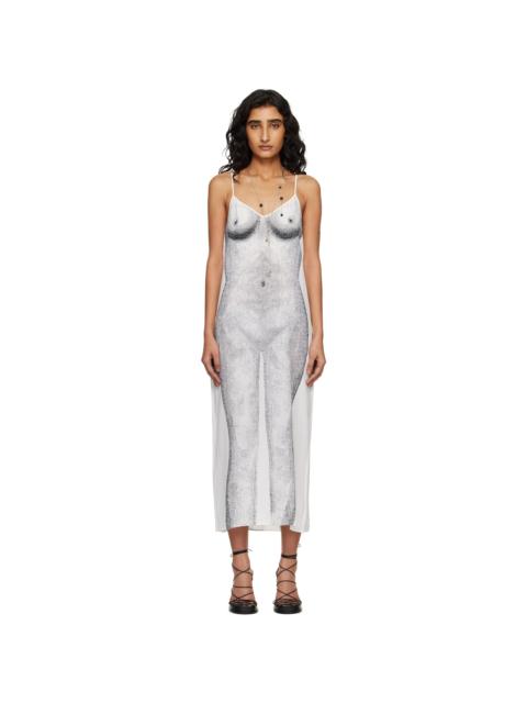 Moschino White Printed Crepe Midi Dress