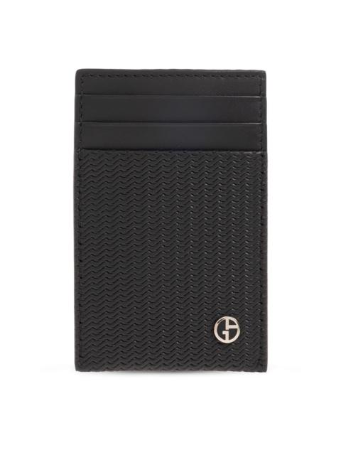 GIORGIO ARMANI wavy-embossed leather cardholder