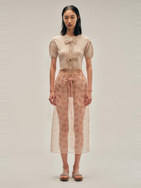 Simone Rocha Sheer Frayed Column Pencil Skirt