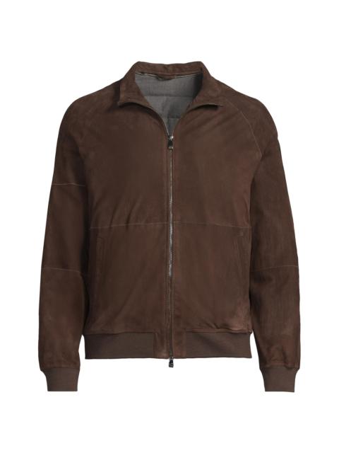 CORNELIANI Men's Suede Zip Jacket - Brown