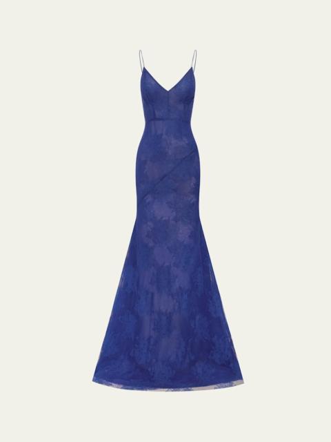 ALEX PERRY Plunging Sheer Lace Bikini Gown