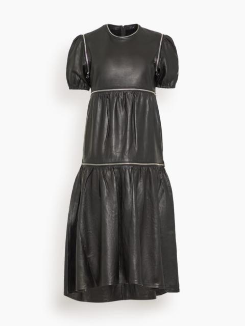 R13 Relaxed Midi Dress with Zipper Inserts in Black