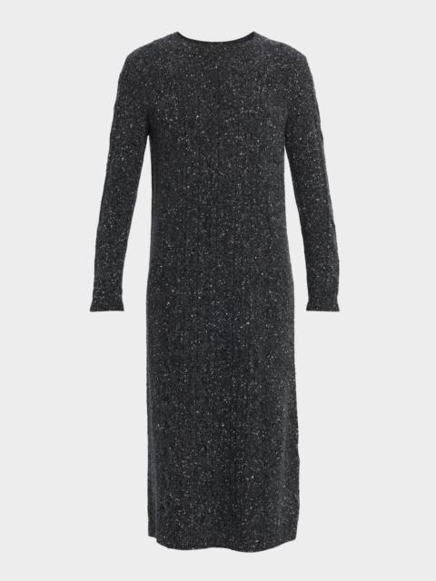 Lafayette 148 New York Cable-Knit Cashmere Donegal Midi Sweater Dress