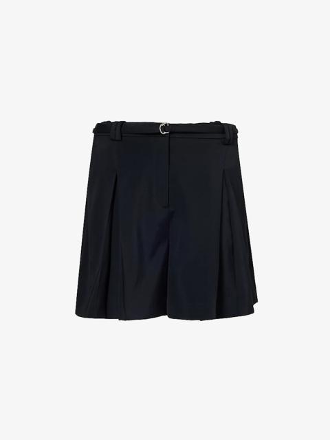 Another Tomorrow Wide-leg high-rise stretch-woven shorts