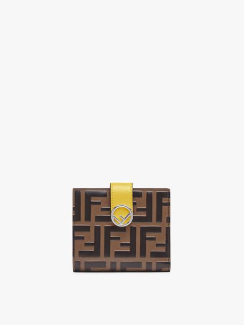 FENDI Compact, yellow leather wallet