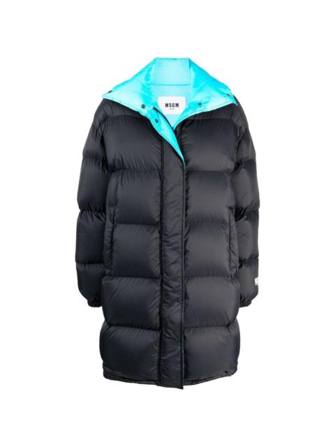 MSGM colour-block padded mid-length jacket