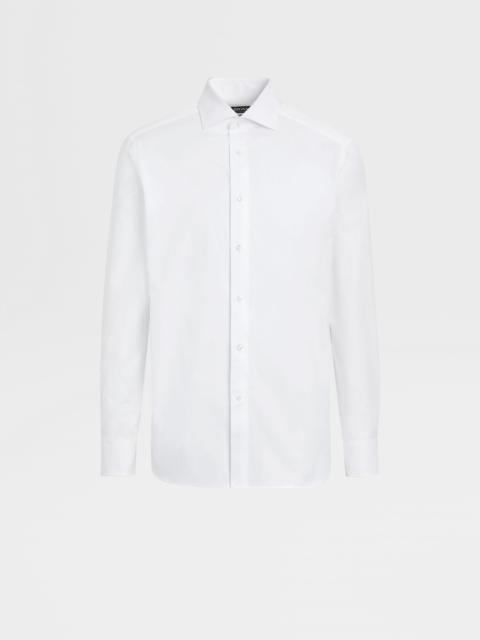 ZEGNA WHITE SEA ISLAND COTTON LONG-SLEEVE TAILORING SHIRT