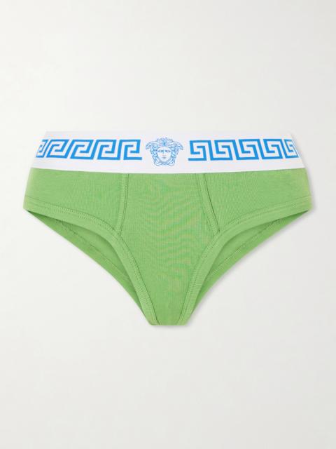 VERSACE Ribbed Cotton-blend Jersey Briefs