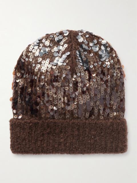 Brunello Cucinelli Sequined Ribbed Mohair-blend Beanie
