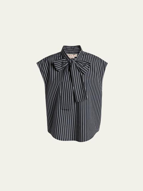 Marni Self-Tie Half-Placket Striped Blouse