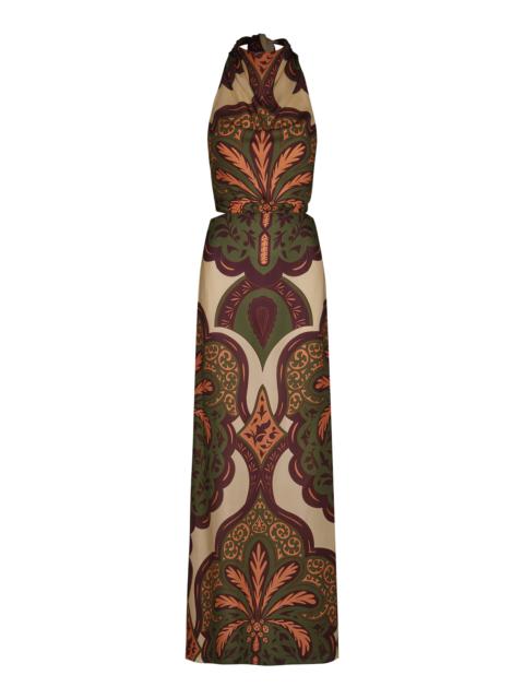 Johanna Ortiz Finding Peace Cutout Silk Maxi Dress multi