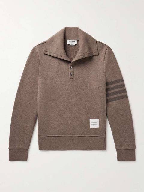 Thom Browne Logo-Appliquéd Striped Virgin Wool Half-Placket Sweater