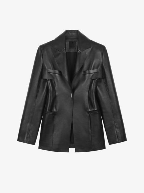 Givenchy JACKET IN LEATHER WITH GRAPHIC CUTS