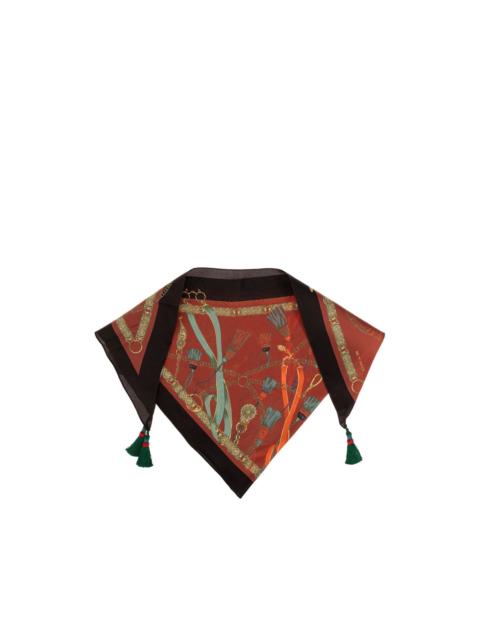 Etro tassel-embellished silk triangle scarf