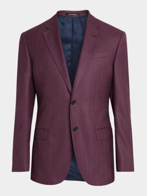 EMPORIO ARMANI Men's G-Line Wool Slim Herringbone Sport Coat