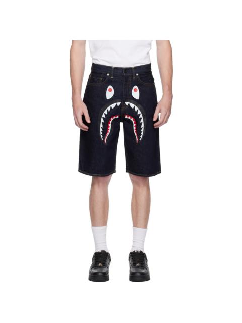 A BATHING APE® Navy Shark Denim Shorts