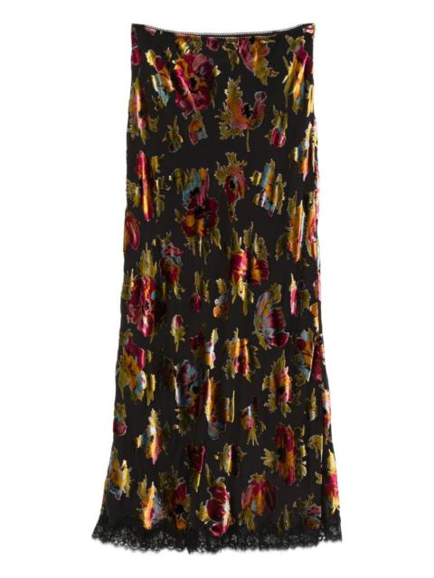 RIXO Stassie floral-pattern midi skirt