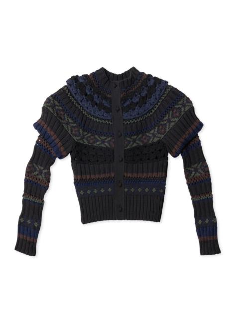 sacai Mix Knit Cardigan Puff Slv
