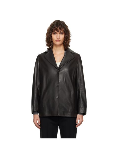 NOUR HAMMOUR Black Opus Relaxed Leather Blazer