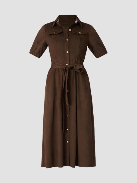 Shoshanna Women's Mara Faux-Suede Button-Front Midi-Dress - Espresso