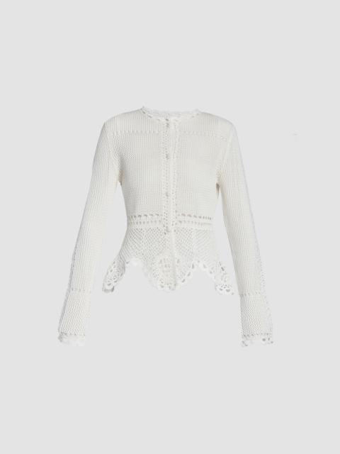 Erdem COTTON CROCHET PEPLUM CARDIGAN