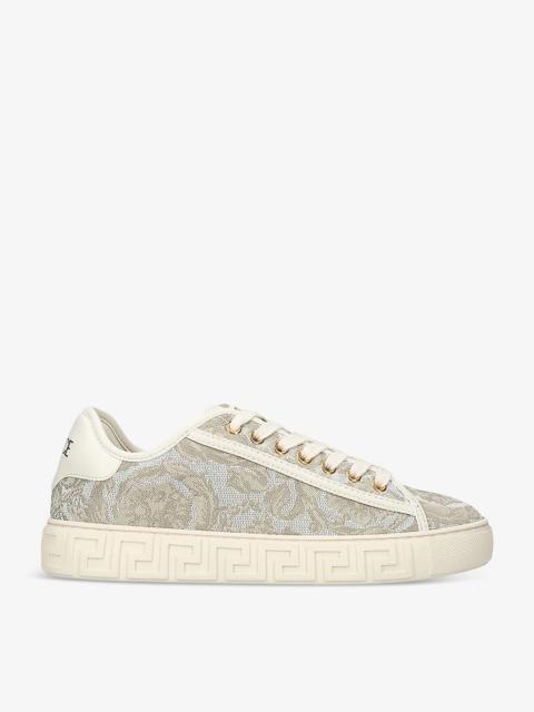 Baroque graphic-pattern canvas low-top trainers