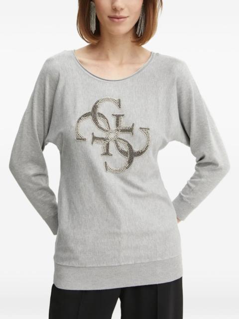 GUESS USA crystal-embellished logo-motif sweater