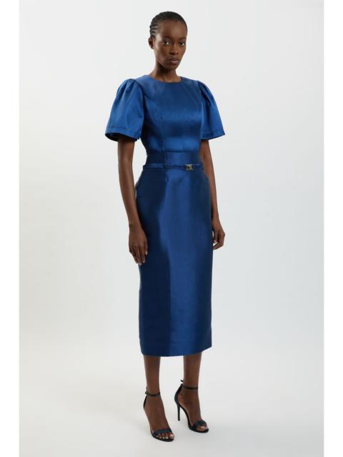 KAREN MILLEN Satin Twill Belted Maxi Skirt