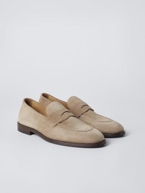 Suede penny loafers