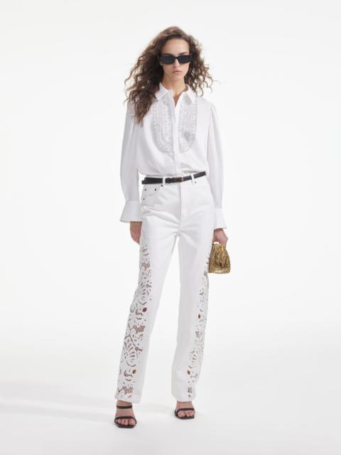 self-portrait White Cutwork Denim Jeans