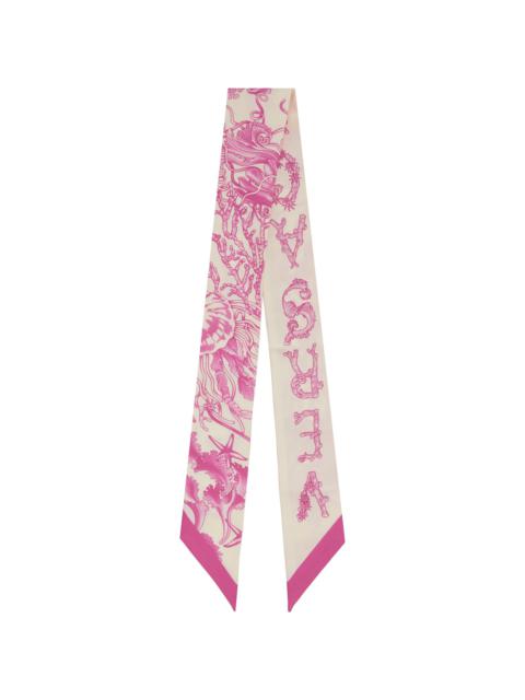 VERSACE Pink & Off-White Underwater Barocco Silk Scarf