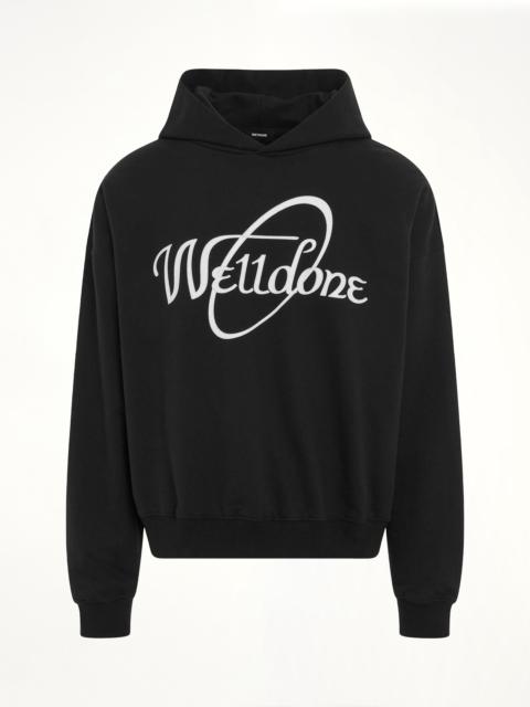 We11done Cursive Circle Logo Hoodie in Black