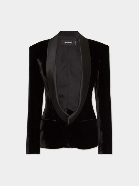 DSQUARED2 VELVET DEAN STATEMENT SHAWL JACKET